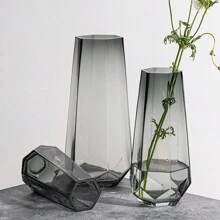 1pc Tall Straight Vase, Transparent Geometric Vase, Luxury Living Room Decor Flower Vase, Minimalist Desktop Decor Fresh Flower Vase, Suitable For Home Decor, Bedroom, Kitchen Tabletop Center Piece Gifts Birthday Graduation