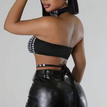 Women's Halter, Collars, Straps, Diamonds And Crop Tops Are Perfect For PROM Parties - Black - View 3