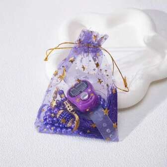 1 件圣诞多色套装，包括白色、黑色、粉色、蓝色、红色、紫色的柜台念珠 - 适用于运动训练