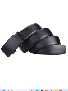 1pc Leather Ratchet Belt For Men With Automatic Square Buckle