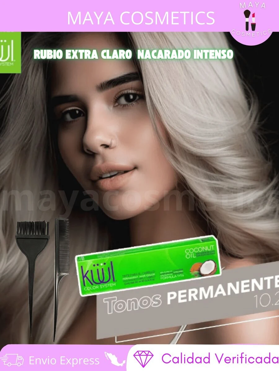 Kuul Funny Color Reflects Metallic Hair Dye Kit 90 Ml Natural + Peroxide 20 Vol - 10.22 intense pearlescent extra light blonde - View 1