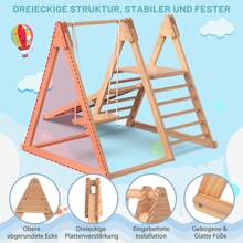Slide And Swing, Wood. Solid Pine, Plywood. 3 In 1 With Climbing Frame, Swing, Slide, Indoor Combination Toy