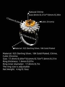 1 pièce Bague anneau de pigeon en pierre précieuse naturelle citrine taillée ovale 3 ct, améthyste, forme d'œuf, luxe mode