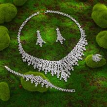 Luxury Saudi Arabia Wedding Cubic Zirconia Jewelry Set Women 4 Pieces Necklace Earrings Set Bridal Accessories