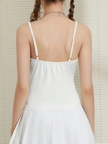 Women Y2k Fairy Lace Trim Crop Cami Top Spaghetti Strap Bow Decor Camisoles Backless Sleeveless Going Out Tank Tops Summer Vests Tops Aesthetic Clothes Summer Outfit Party Club Wear Streetwear - 白色 - 查看 2