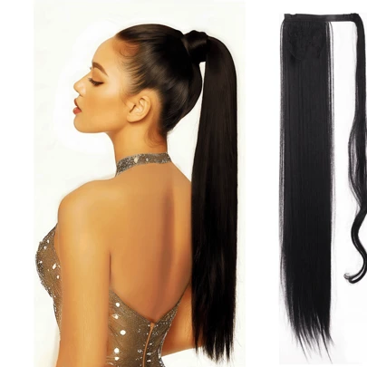 22-34 英寸超长直缠绕马尾辫合成夹式马尾辫接发