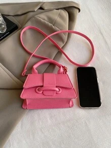 1个PU材质磁扣时尚纯色荔枝图案手提包，时尚小巧的单肩斜挎包，适合各种场合，可调节肩带，用途广泛，适合户外、玩耍、通勤、上学等各种活动，是送给女孩的完美礼物。 - pu手提包 - 查看 9