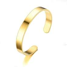 1 件时尚 4 毫米、6 毫米、8 毫米宽不锈钢 C 形开口袖口手链 - 现代简约设计，玫瑰金，彩虹蓝/灰和黑色，抛光饰面，简约优雅的日常不锈钢手镯可调节袖口，适合男士和女士日常佩戴，展现个人风格和多功能性 - 彩色 - 查看 27