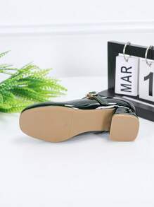 Plain Color Minimalist Casual Children Fashion Shiny High Heel Shoes
