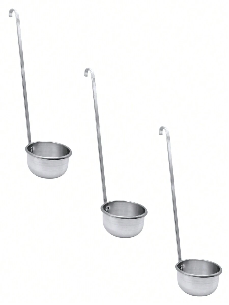3 Serving Ladles 8 Cm In Diameter, Made Of Aluminium, 33 Cm Long, Excellent Quality And Durability. - Light Grey - View 1