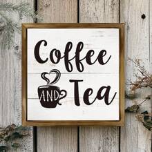 1PC Koffie en thee houten bord keuken woondecoratie posters, rustieke grappige koffie canvas wandkunst voor wanddecoratie - multifunctionele boerderijdecoratie, vakantiehuis wandkunst - woonkamer, slaapkamer, haldecoratie