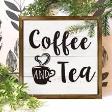 1PC Koffie en thee houten bord keuken woondecoratie posters, rustieke grappige koffie canvas wandkunst voor wanddecoratie - multifunctionele boerderijdecoratie, vakantiehuis wandkunst - woonkamer, slaapkamer, haldecoratie