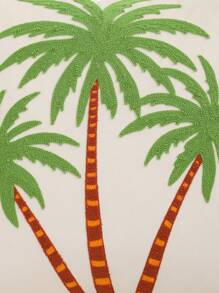 Miater Coconut Tree Embroidered Cushion Cover, Velvet Summer Decorative Pillow Case For Living Room, Bedroom