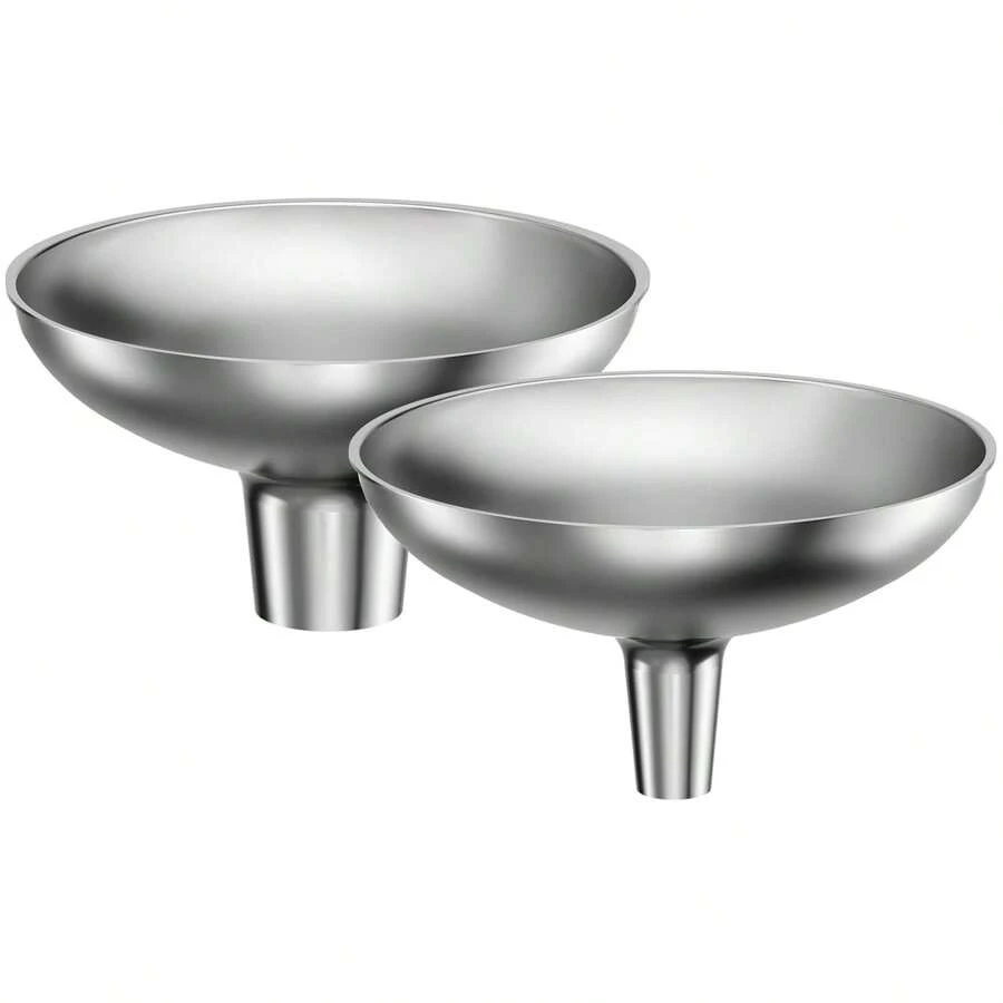 Embudo de acero inoxidable, 2 embudos de boca grande y pequeña para llenar la cocina, líquidos, fluidos, especias y polvos, duradero y lavable.