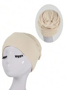 1 Peça Boné de Lã Feminino em Cor Sólida, Semelhante a Seda, de Algodão Macio, Gorro Elástico e Sem Costura, Multicolorido e Resistente a Bolinhas