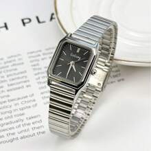 1pc Women's Gold Elegant Stainless Steel Strap Quartz Watch, Simple Style , Great For Festival Present