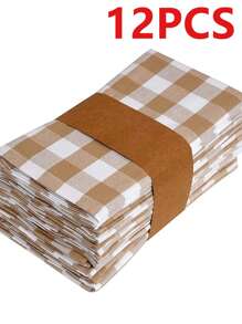 2/6/12 piezas Servilletas de poliéster a cuadros modernos de Halloween y Navidad, adecuadas para restaurante, cocina, cafetería, fiesta festiva, decoración de mesa de comedor, decoración del hogar diaria