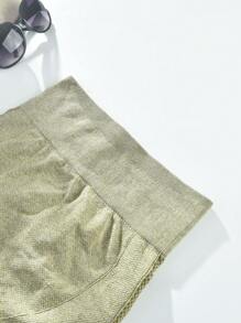 4 Quần đùi tập yoga nâng mông cạp cao thoải mái cho nữ - Màu vàng - Xem 5