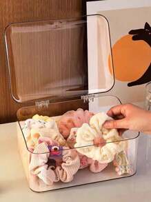 Jewelry Storage Box, Flip-Top Transparent Dust-Proof Box, Suitable For Hair Clips, Headbands, Elastic Bands Desktop Organizer, Stackable Drawer Storage Box, Vanity, Bathroom, Girlfriend Gift, Christmas Gift