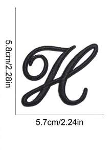 2pcs Black English Letter Embroidered Iron-On Patches, For Clothing, Backpacks, Pen Bags, Name Marking - Black - View 13