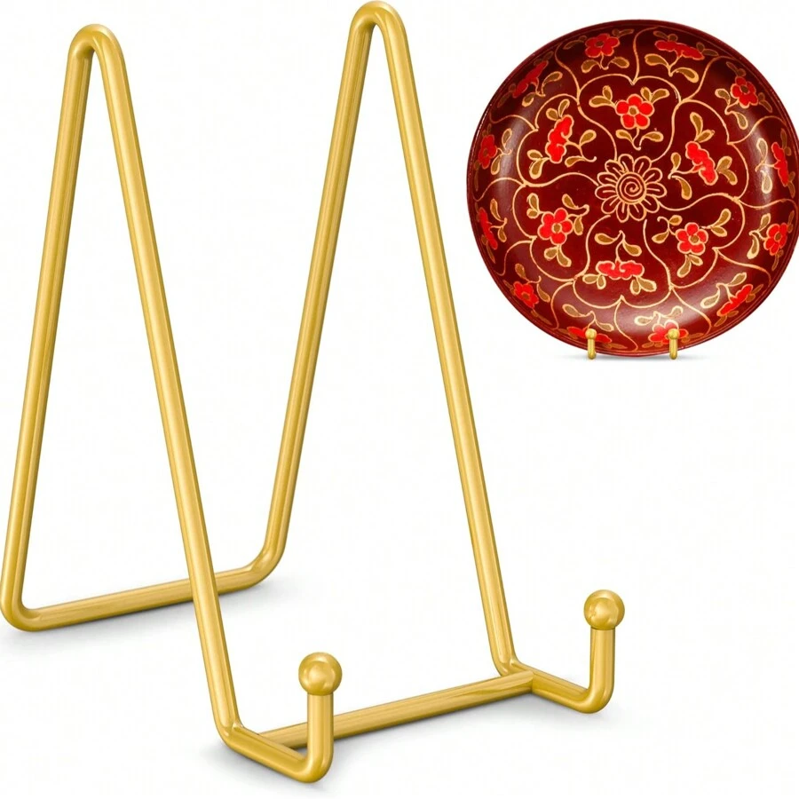 1 pieza Soporte de metal decorativo para exhibición - Soporte de escritorio para fotos, libros y bandejas, diseño artístico y elegante, ideal para el hogar, la oficina o la decoración navideña