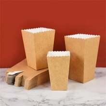 12个装纯棕色牛皮纸爆米花盒杯容器，生日电影派对回礼小零食杯，婚礼宾客零食礼盒