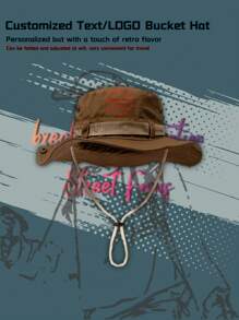 1pc Customized Drawstring Text/LOGO Unisex Summer Outdoor Casual Breathable Adjustable Bucket Hat, Summer Western Cowboy Hat Suitable For Outdoor, Mountaineering, Traveling, Hiking, Fishing, Best Choice For Gifts - Customized Pattern - View 20