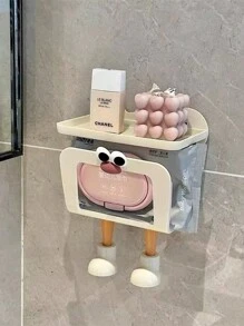 1pc Cute Cartoon Tissue Box, Bathroom Hanging Facial Tissue Dispenser, Modern Wet Wipes Paper Towel Storage Rack Home Bathroom Decor Bathroom Organizer Summer Back To School
