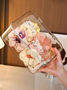 Jewelry Storage Box, Flip-Top Transparent Dust-Proof Box, Suitable For Hair Clips, Headbands, Elastic Bands Desktop Organizer, Stackable Drawer Storage Box, Vanity, Bathroom, Girlfriend Gift, Christmas Gift