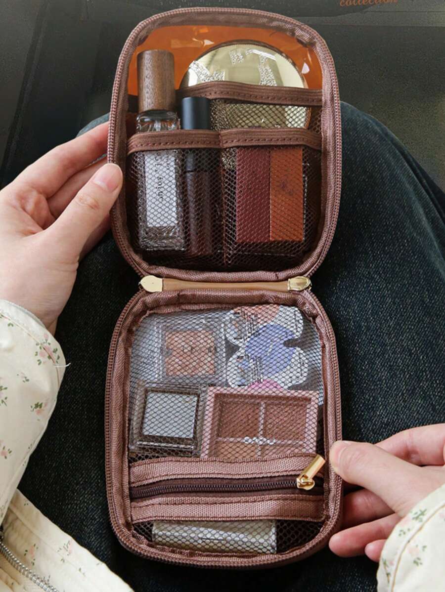 1 件便携式迷你化妆包零钱包化妆包，温暖小包，返校背包必备，沙滩旅行收纳袋，夏季假日化妆品收纳包，迷你包，旅行化妆盒，配件，化妆刷架家居浴室装饰化妆品收纳包浴室配件