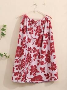 1pc Jacquard Two-Color Floral Plus Size Halter Toalha de Banho, Macio, Confortável, Absorvente, Para Banheiro, Piscina, Praia - Vermelho - Ver 3