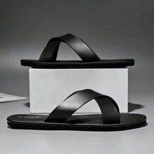Men Sandals Comfortable And Fashionable Black Slippers Cross Slippers Cool And Non-Slip