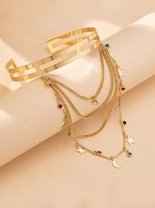 1 pieza Brazalete de pulsera largo de borlas elegante de moda vintage bohemio