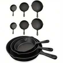 Quieting Cast Iron Non-Stick Frying Griddle Pan Barbecue Grill Fry BBQ Skillet - Black - View 9