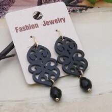 1 对波西米亚风亚克力镂空撞色水晶泪珠耳环，适合女士日常佩戴 - 幾何 - 查看 7