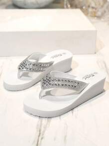 فسيفساء كالزينة صنادل فاخرة للنساء بكعب منحدر مناسبة للأجازات الشاطئية والأعراس