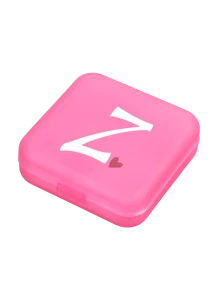 1pc Pink Love White Letter A-Z Pattern Cute And Portable Pill Box, Travel Pill Box, Large Pill Storage Device 4 Times A Day, Large Vitamin Daily Medication Storage Device, Large Pill Container, Medication Dispenser (Pink) - Perfect For Organizing Medication Anytime, Anywhere