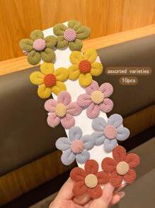 10 件混色可爱花朵发夹，甜美发饰适合日常使用 - 彩色 - 查看 3