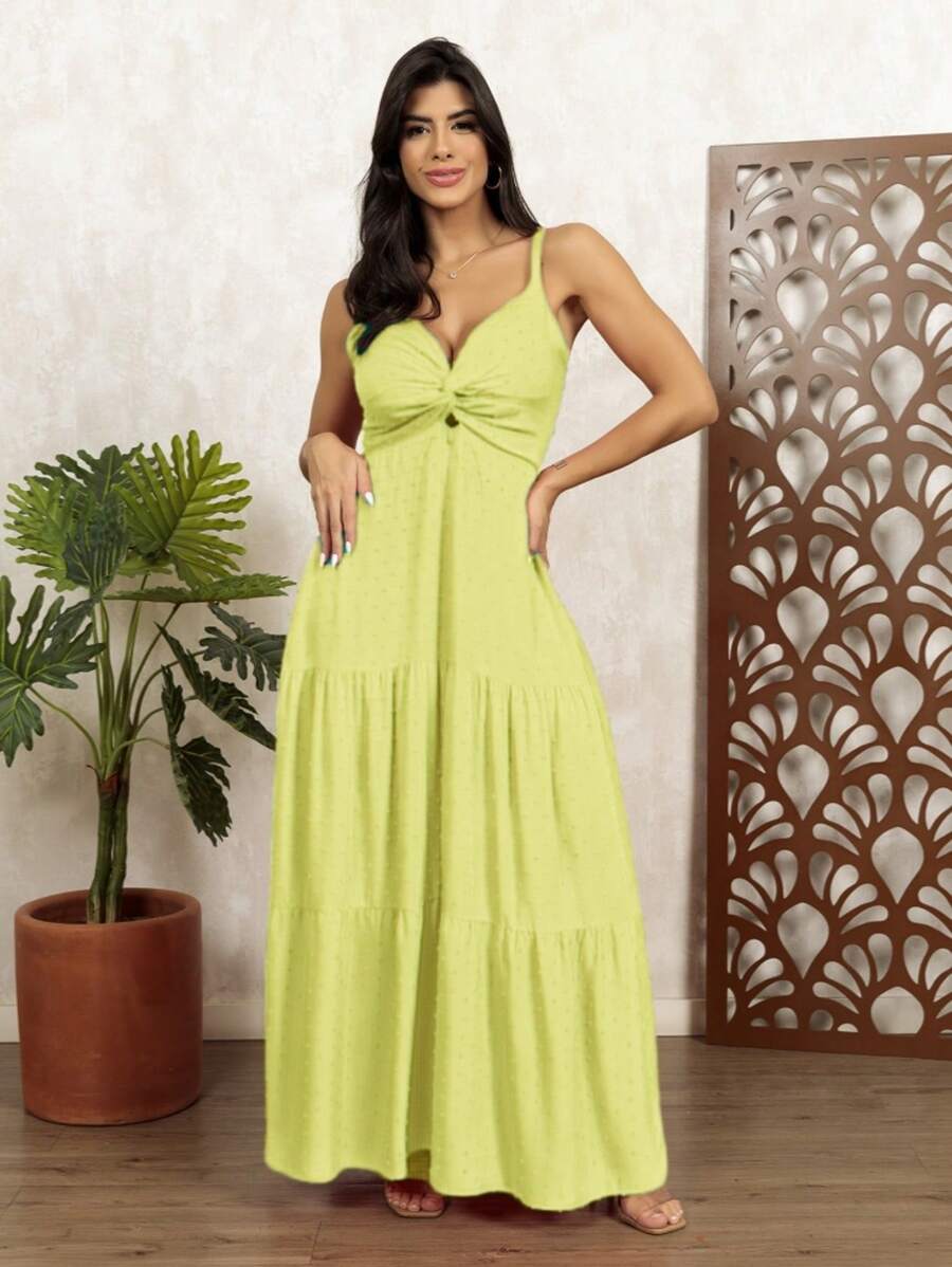 Women's Popcorn Dress - Green Yellow - View 1