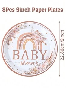 Bộ 40 món/bộ đồ ăn dùng một lần phong cách Boho, Bộ đồ ăn bằng giấy trang trí tiệc mừng em bé theo phong cách cầu vồng Boho, Đồ trang trí tiệc mừng em bé tiết lộ giới tính Đồ trang trí nhà bếp, Đồ trang trí nhà cửa Đồ trang trí phòng Đồ trang trí bàn, Quà tặng sinh nhật Đồ trang trí tiệc, Bao gồm 8 đĩa giấy 7 inch & 9 inch Hộp đựng thức ăn, Khay đựng thức ăn nhà bếp Khay đựng bánh & 16 khăn ăn & 8 cốc, Bộ đồ ăn tiệc dự tiệc - em bé boho - Xem 13