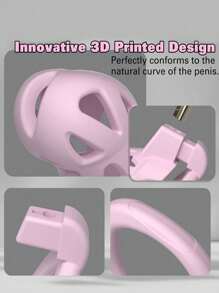 1pc Male Chastity Cage, Large Chastity Device With 3 Sizes Rings And Invisible Lock For Penis Exercise Bondage Gear & Accessories Lightweight Adult Sex Toys Penis Cock Ring Sex Toys Sex Games Sex Toys Penis Ring Sex Toys Strap On Penis Sex Toys SM Product(Pink)