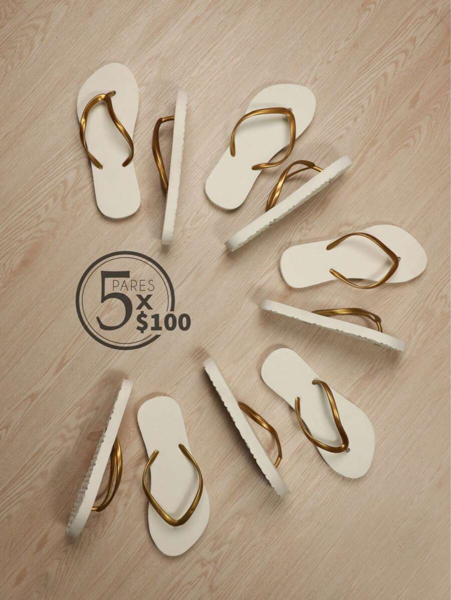 Sandalias planas tipo chanclas básicas para mujeres, sencillas, prácticas y multifuncionales. - Negro - Ver 1