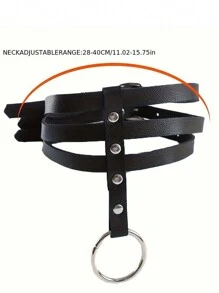 Dây chuyền da PU thời trang choker phụ kiện cho tiệc tùng hẹn hò - màu đen - Xem 4