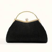 Bolso de mano de noche con brillantes rhinestones - Elegante diseño a rayas o de unicolor. La elección perfecta para mujeres de moda. Adecuado para fiestas de noche, bailes de graduación, bodas, banquetes y carnavales. Perfecto para fiestas, bodas, bailes de graduación, cenas/banquetes. Combina perfectamente con vestidos de fiesta, de noche y de lentejuelas, y con atuendos para Año Nuevo - Negro - Ver 4