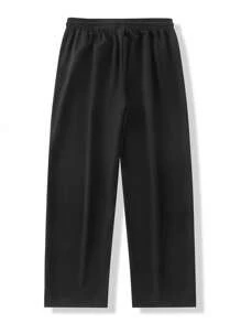 Pantalones casuales de uso diario de unicolor para hombre - Negro - Ver 2
