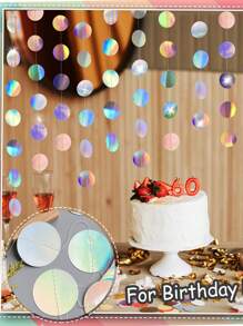 彩虹色迪斯科全息银色圆点花环，圆点派对彩带横幅悬挂装饰适用于婚礼新娘送礼会生日单身派对订婚情人节装饰 - 彩色 - 查看 1