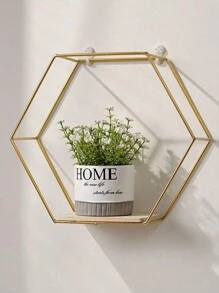 Juego de 3 repisas de pared hexagonales doradas, estantería y organizador de almacenamiento de hierro art para decoración colgante, estantería y soporte de adornos