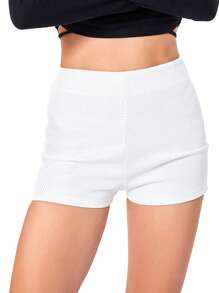 Women's Sparkly Rhinestone Shorts - High Waist Shiny Glitter Short Pants For Beach, Nightclub  Streetwear  Summer Party Shorts - 白色 - 查看 4