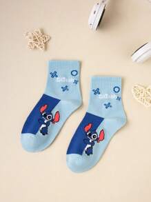 Disney 5 pares de calcetines tipo tubo unisex con diseños de anime Lilo y Stitch, calcetines de la película de dibujos animados con patrones de dibujos animados lindos, aptos para uso diario