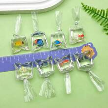 2/10 chiếc móc khóa hình cá vàng bằng nhựa, 10 màu mặt dây chuyền hình túi cá bằng nhựa 3D hình túi nước cá vàng dùng làm đồ trang sức tự làm bông tai vòng tay móc khóa đồ thủ công - Nhiều màu - Xem 6